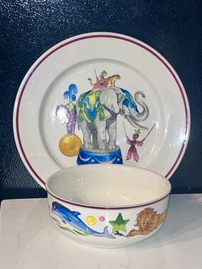 Villeroy & Boch Le Cirque plate & matching bowl 80’s Circus, Kids Set 8” & 5”